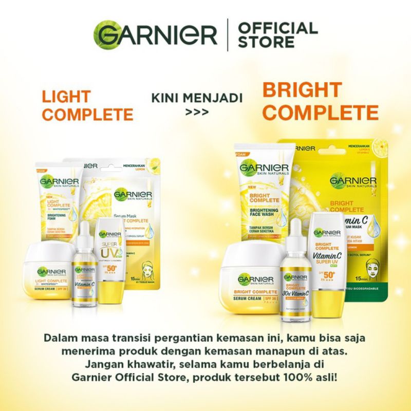 Garnier Light Complete / Bright Complete Serum Wajah Vitamin C Day | Night | Serum Booster | Foam