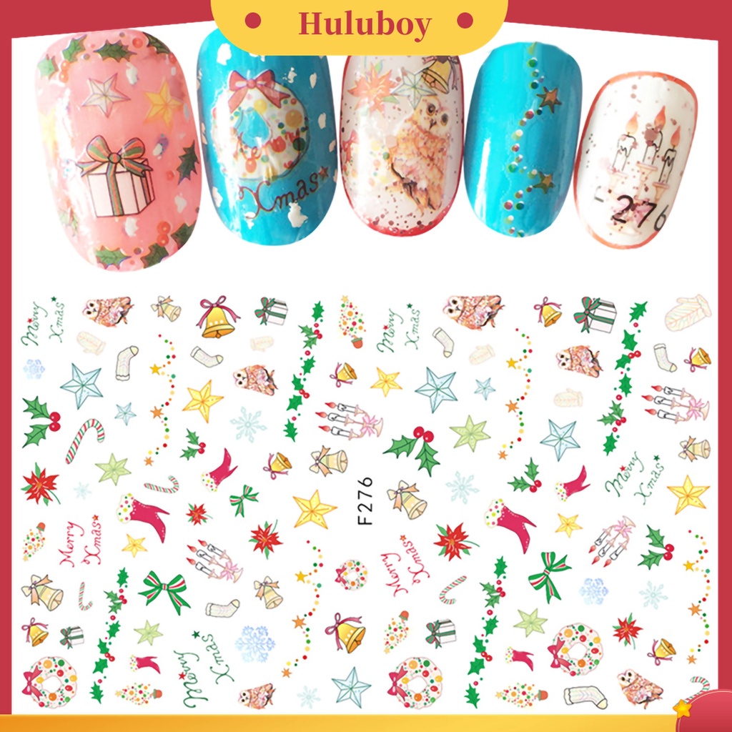 Huluboy Huluboy♡ Stiker Kuku Motif Natal Untuk Dekorasi Nail Art