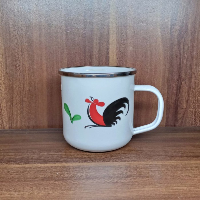 MUG AYAM JAGO/ MUG ENAMEL UNIL/ MUG CANTIK/ MUG CANGKIR VINTAGE MOTIF AYAM