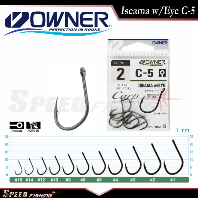Kail Pancing Owner Iseama with Eye C - 5 Carp Hook Mata Kail