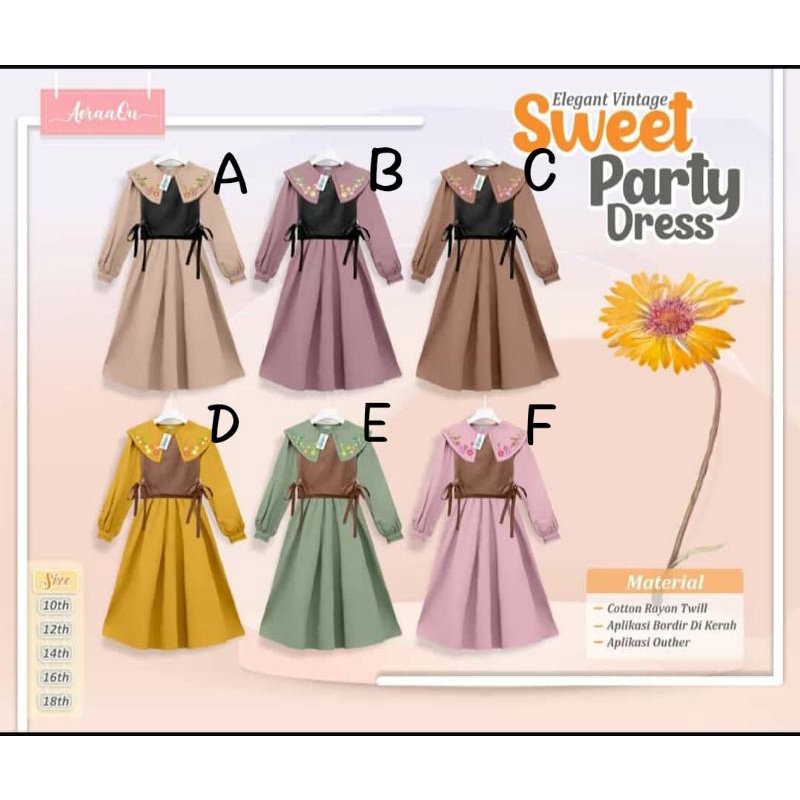 MJ / DRESS ANAK/ SWEET PARTY DRESS/ BAJU DRESS ANAK/ BAJU LENGAN PANJANG/ DRESS ANAK MURAH