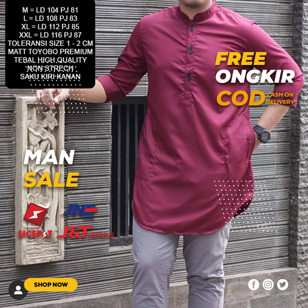 BAJU KOKO PRIA MUSLIM WARNA MAROON LENGAN PENDEK STYLE CASUAL BAHAN TOYOBO ORI BEST QUALITY IMPORT