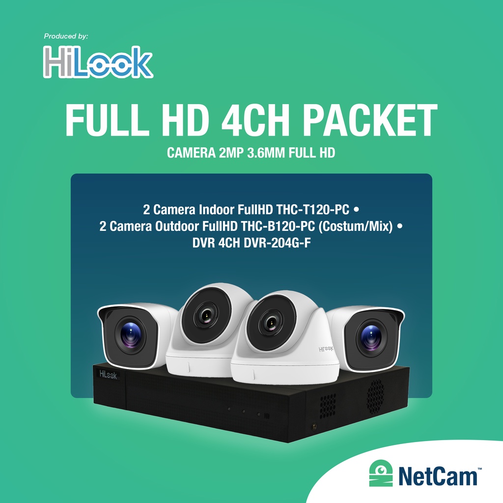 PAKET KAMERA CCTV 4CH HILOOK 2MP PAKET CCTV HILOOK 4 CH