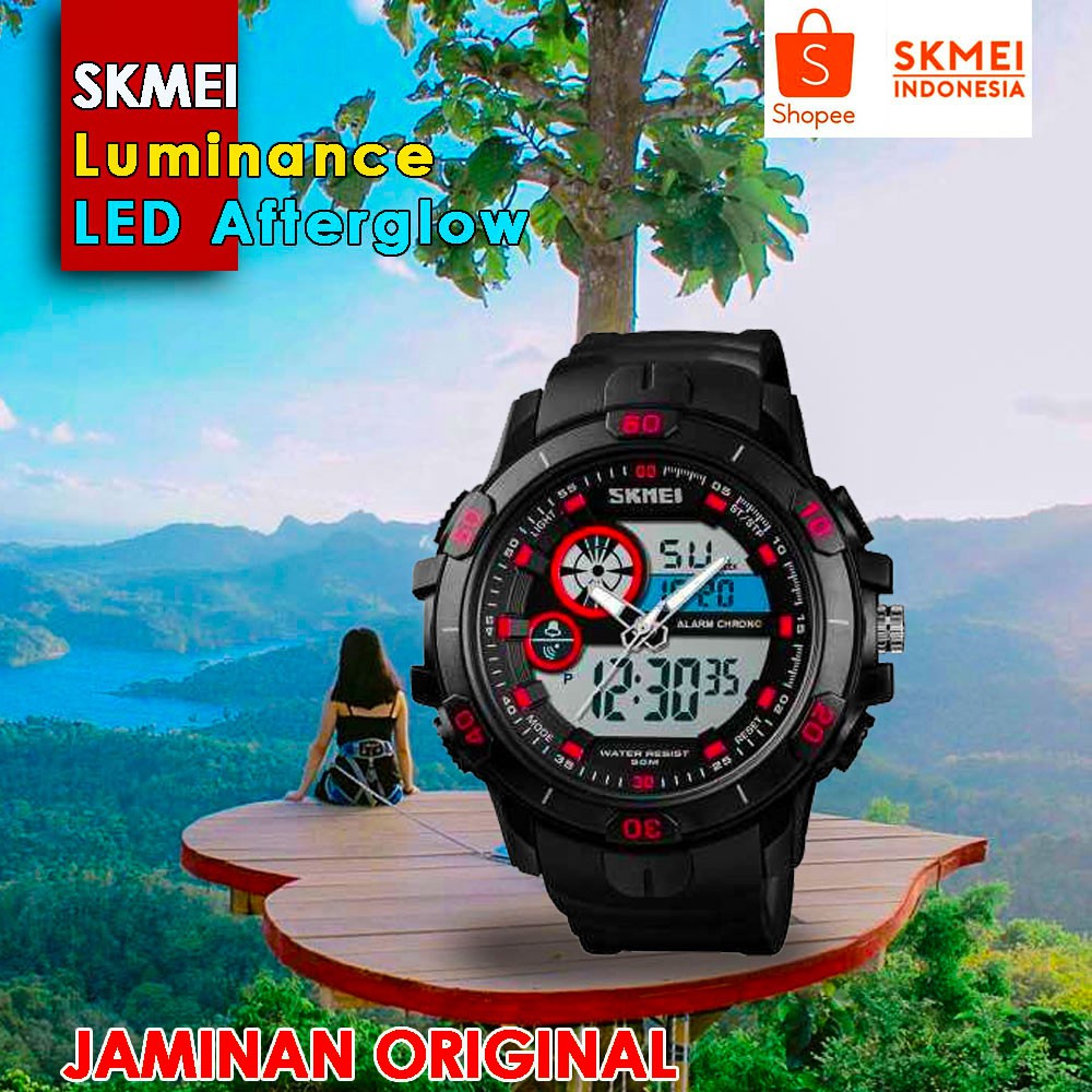 SKMEI Jam Tangan Kasual Digital Analog Pria - 1428 Hitam Merah