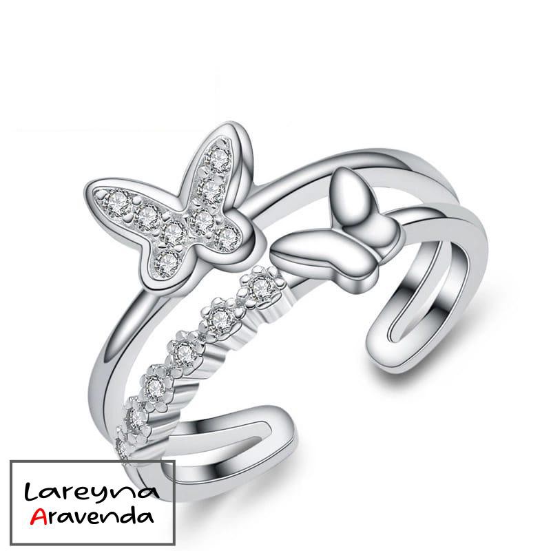 Cincin Wanita Titanium Motif Kristal Kupu Kupu Butterfly CC005