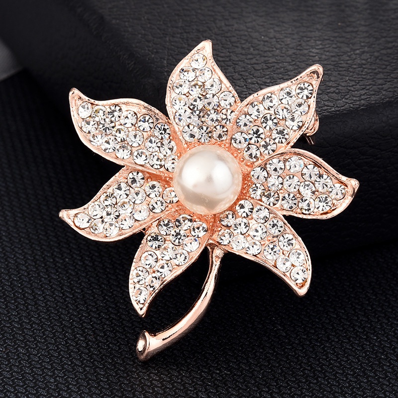 Candy Jewelry Fashion Korean Butterfly Brooches Gold Color Pearl Brooch Pins Rhinestone Breastpin for Women bros hijab-#12