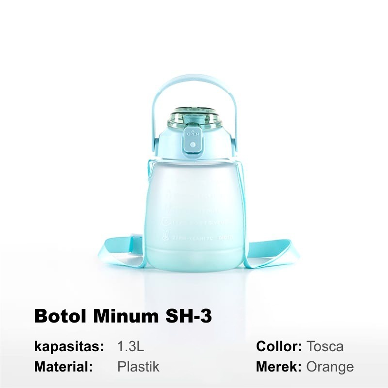 Botol Minum Viral Botol Minum Lucu 1,3 Liter Botol Anak Gradiasi Penanda Waktu FREE STIKER WHFURNITURE