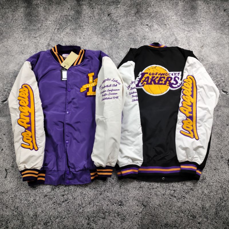 VARSITY LAKERS LOS ANGELES FULL BORDIR BLACK/PURPLE AUTHENTIC FULLTAG &amp; LEBEL
