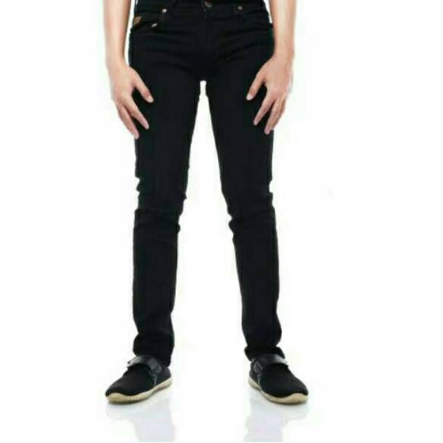 Plain black pekat long pants jeans celana panjang stretch ngaret karet bagus / celanapria / bisa cod