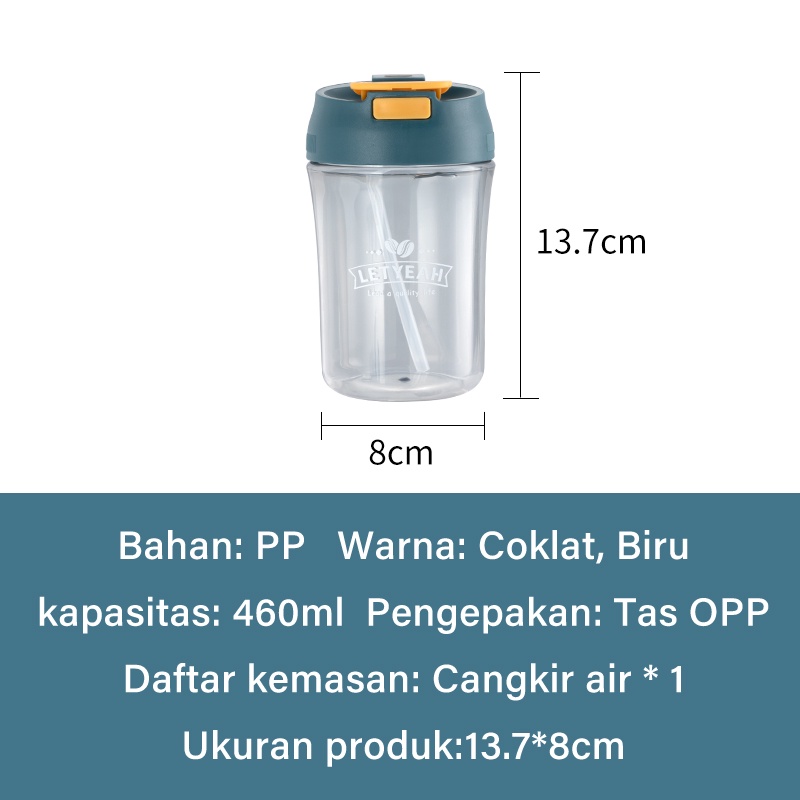 Letyeah &amp; Kaizenliving Cangkir Kopi Teh Anti Tumpah 460ML /Mug Gelas Plastik Coffee Cup BPA FREE &amp; aesthetic