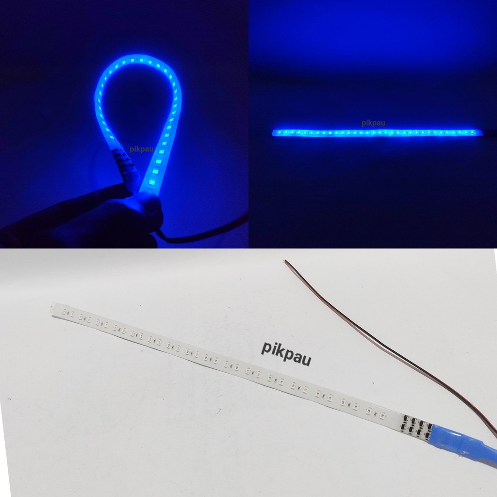 Lampu LED Strobo Strip Fleksibel 30cm Welcome Banyak Warna Waterproof Banyak Mode Warna Biru