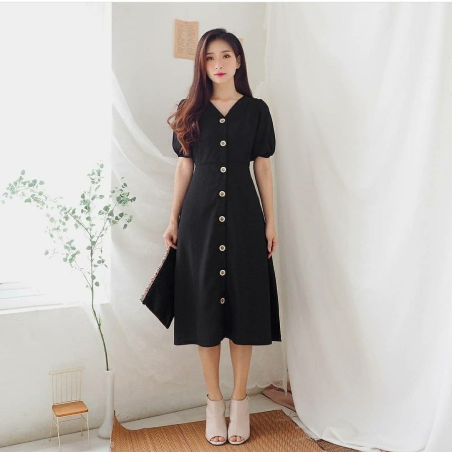 Baju Dress Pesta Natal Wanita Remaja Kondangan Murah Kekinian Terbaru 2021 Bahan Rayon LD100 Fit L