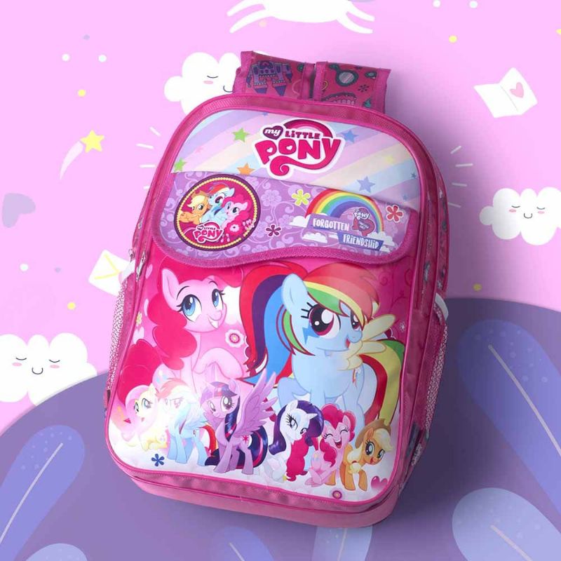 Tas Anak Perempuan | Tas Anak Sekolah PAUD TK SD Cantik Karakter Kartun Little Pony Pink | Tas Ransel Anak | Tas Backpack Anak Cewek | Tas Anak Lucu