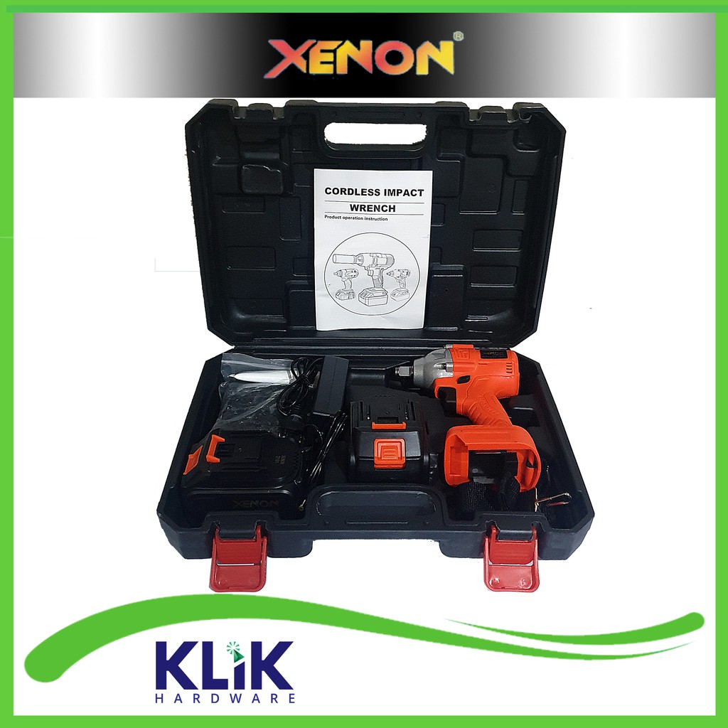 Xenon Cordless Impact Wrench 2 Pcs Battery Charge 18 Volt Alat Pembuka Baud Roda CVT Motor Mobil