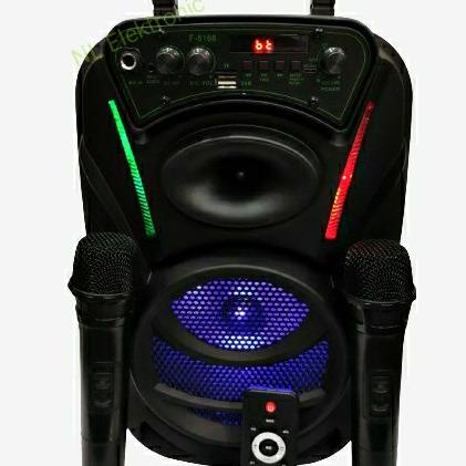 Speaker Bluetooth Karaoke Fleco F-8166+Bonus 2 Mic Wireless 8.5 Inch Jiharamart