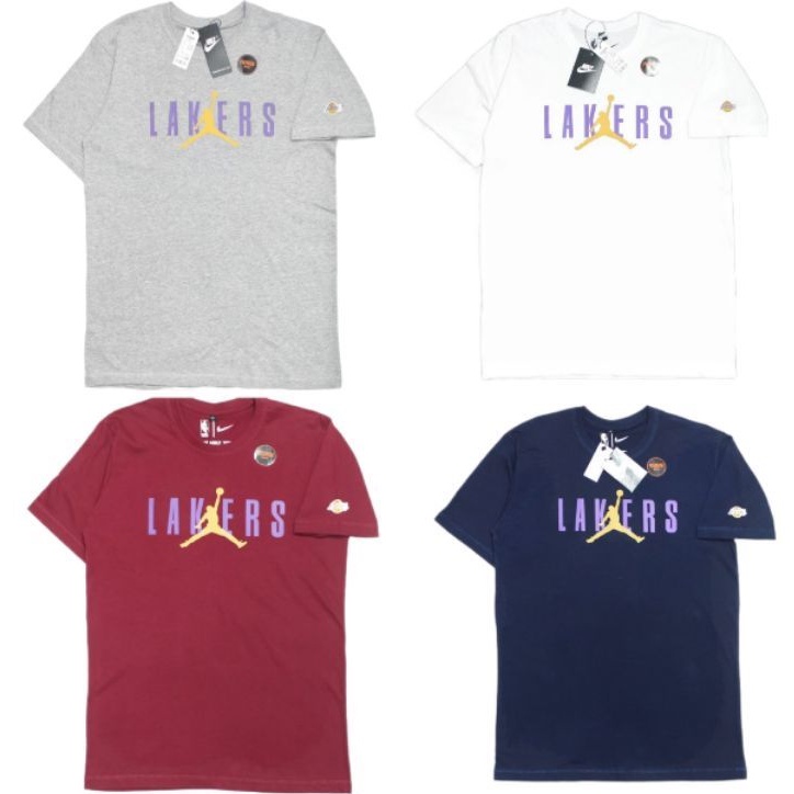 KAOS BAJU TSHIRT BASKET PRIA NIKE LAKERS ABU PUTIH MAROON NAVY