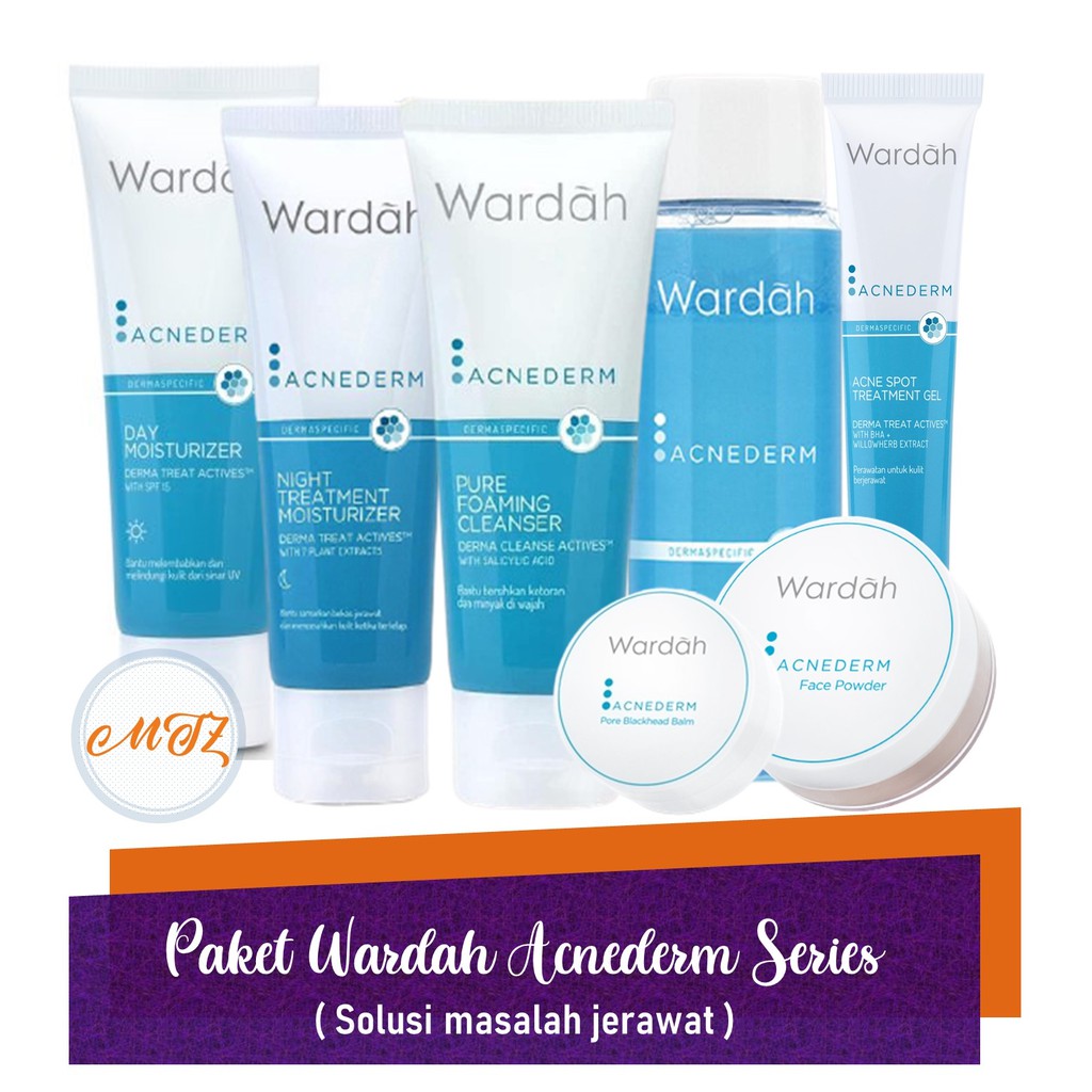 Paket Wardah Acnederm Series / Krim Penghilang Jerawat Siang Malam / Paket Perawatan Jerawat