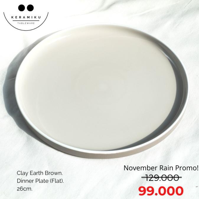 CLAY EARTHEN BROWN DINNER PLATE PIRING MAKAN KERAMIK TABLEWARE SET