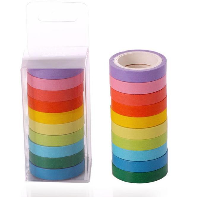 

SALE!! KODE-597 Washi Tape set 10pcs Masking Tape Selotip Jepang Warna Warni Pelangi