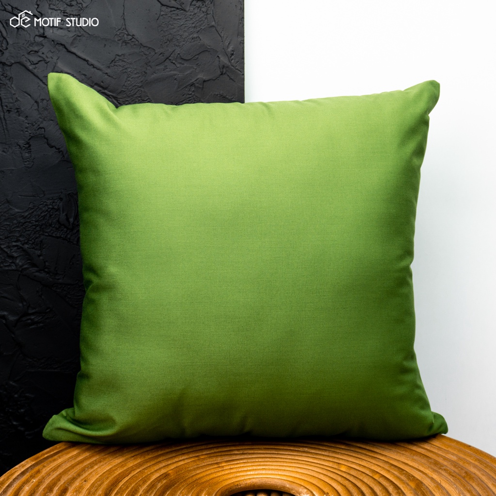 SARUNG BANTAL SOFA KURSI TAMU POLOS OLIVE GREEN HIJAU KATUN OXFORD 50X50 50 X 50 PLAIN CUSHION COVER