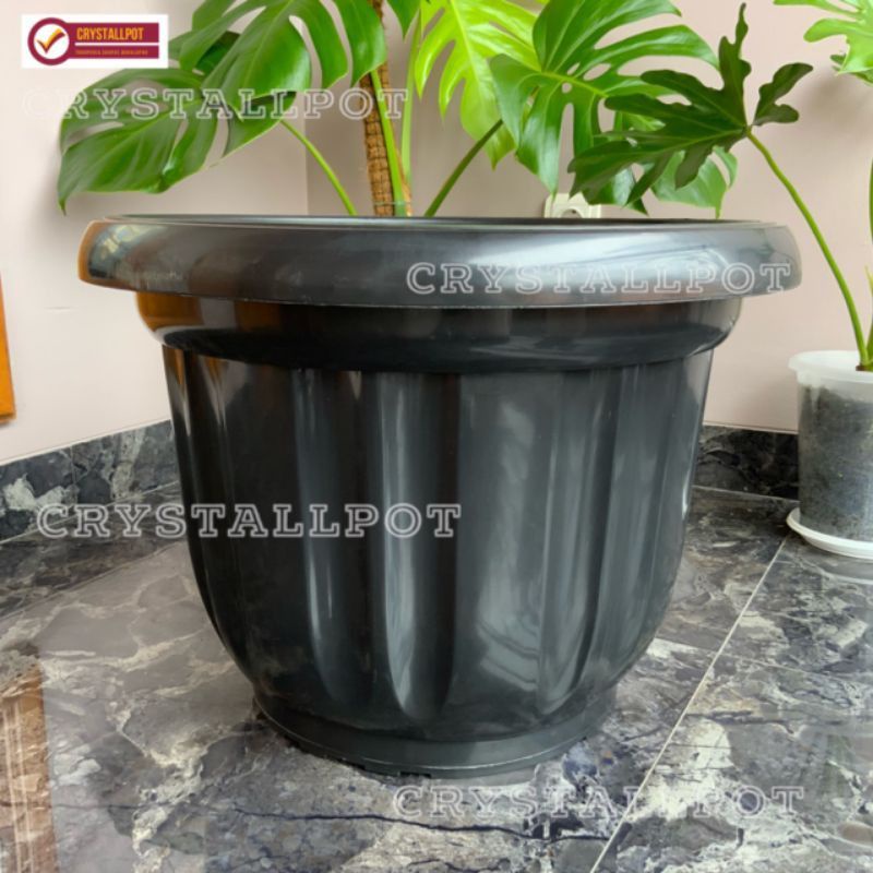 pot bunga tanaman plastik hitam diameter 50cm - jumbo hitam