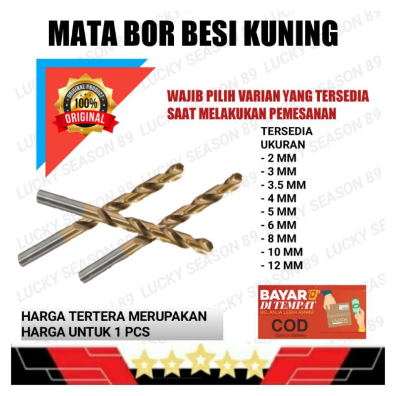 Mata Bor Besi Kuning 2mm-12mm/Mata Bor Kayu Bor Besi