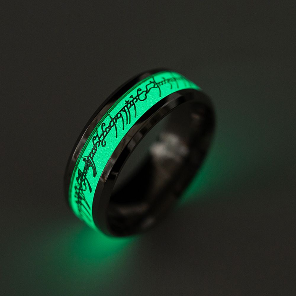 Cincin Luminous Glow In The Dark Bahan Stainless Steel Gaya Punk Untuk Pria Dan Wanita