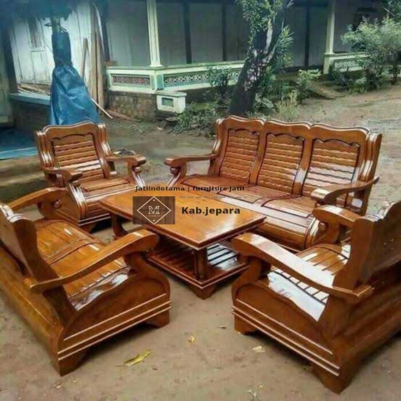 kursi tamu kaki gajah kayu jati