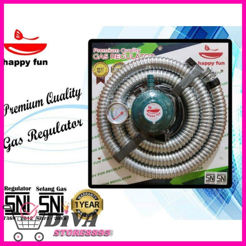 Regulator Gas Happy Fun Komplit | Regulator | Regulator Gas Murah selang gas DIVA STORE