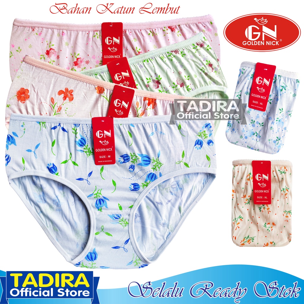 6 Pcs Celana Dalam Wanita GN_Motif Bunga Bahan Katun Lembut Stretch Real Pict Kualitas Terjamin Ori TADIRA