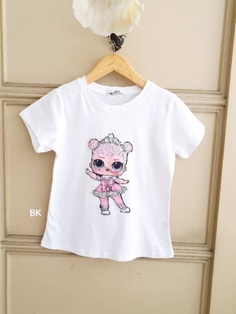 KAOS LAMPU MOTIF LOL BALLERINA / KAOS LED LOL COUPLE IBU ANAK IMPORT BAGUS TEBAL