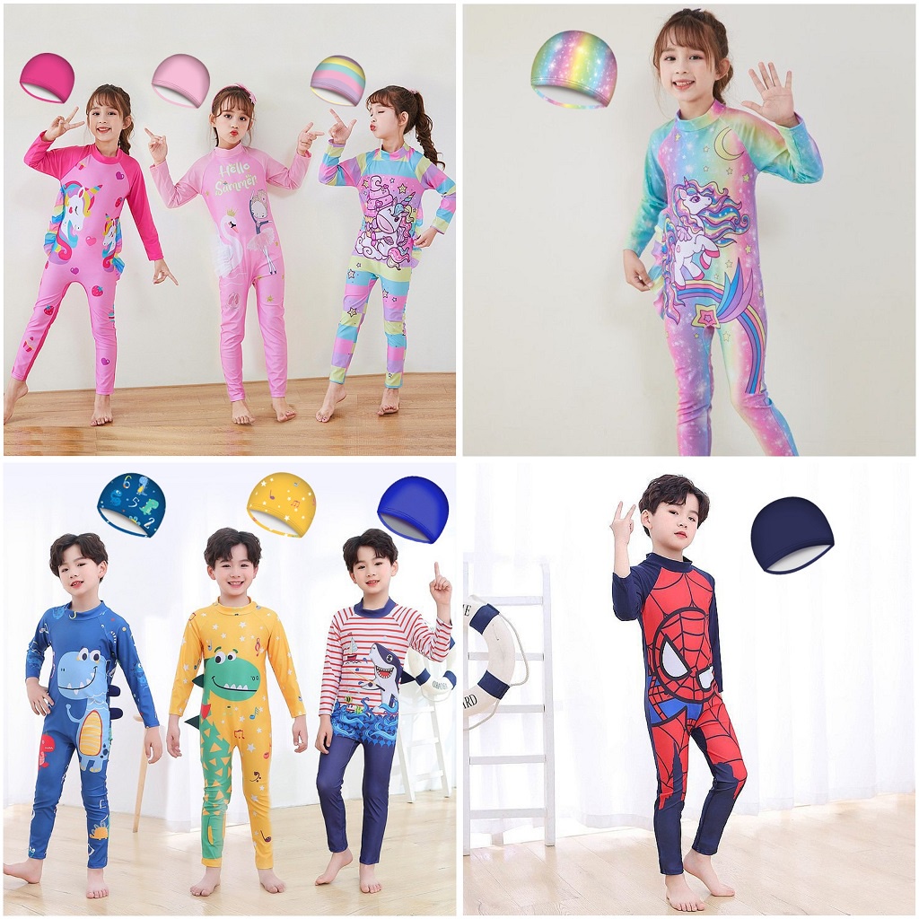 CHUBBI 8 Baju Renang Import Anak Laki Perempuan One Piece Lengan Panjang