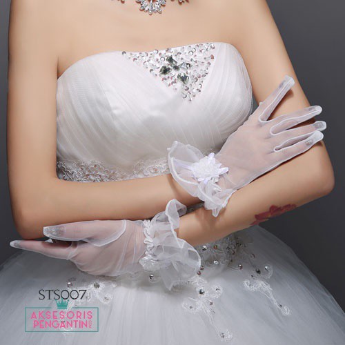 [STOCK TERBATAS] SARUNG TANGAN PENGANTIN TRANSPARANT WEDDING GLOVES LACE STS007