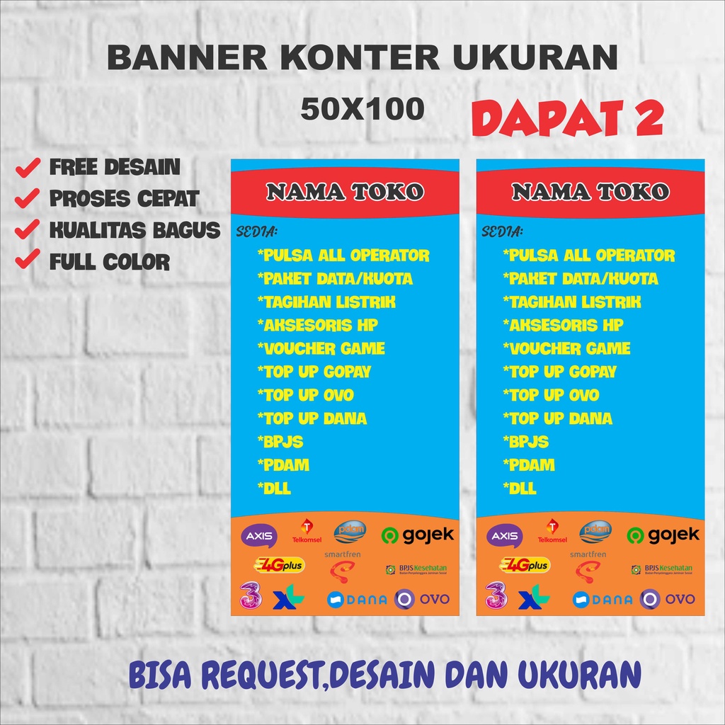banner konter ukuran 100x50