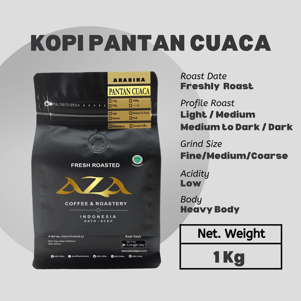 

AZA Coffee-Kopi Arabika Aceh Gayo Lues Pantan Cuaca 1Kg