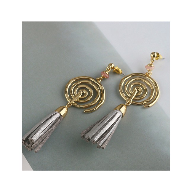 LRC Anting Tusuk Fashion Gray Tassel Dream Catcher Earrings D75016