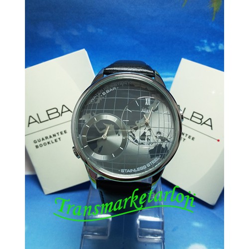 JAM TANGAN PRIA ALBA AZ9009X1 SILVER HITAM ORIGINAL MURAH