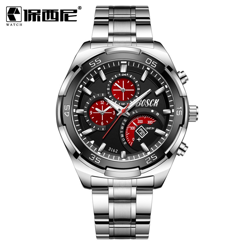 Jam Tangan Pria Rantai Anti Air Original Luxury Stainless Steel BOSCK Terbaru 2025