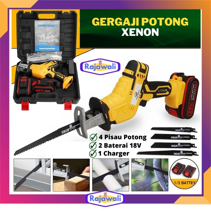 Mesin Gergaji Pemotong Pohon Kayu Pipa Besi Pvc Daging Mini Ringan Batrai Cas Listrik Chainsaw Xenon 81V