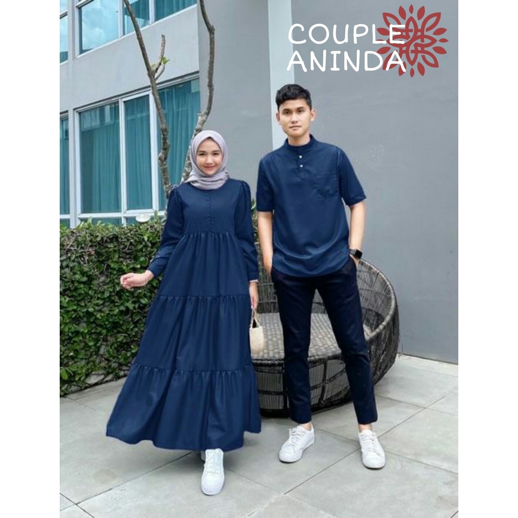 TERBARU!!! Baju Couple Muslim Terbaru 2022  Baju Gamis Dan Kemeja Couple Kondangan Couple Suami Istri Baju Couple Trending Kekinian 2022 [BISA COD]