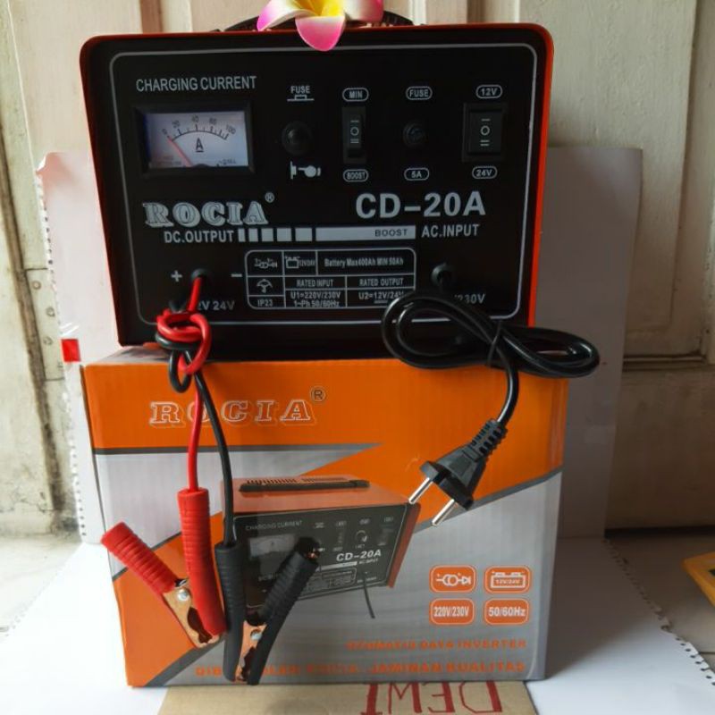 Charger AKI CAS AKI Accu  20A ROCIA  AC 220  12-24V Quick Charger Motor dan Mobil