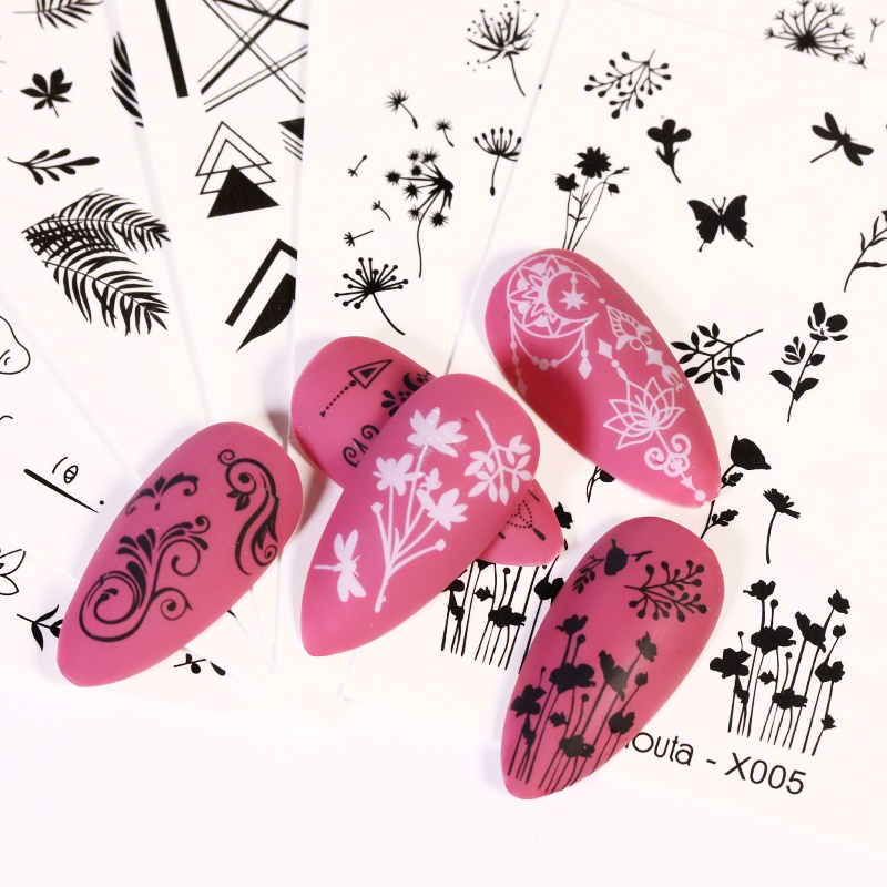 Harunouta Stiker Decal Transfer Air Motif Buah / Bunga / Daun Untuk Dekorasi Nail Art / Kutek Gel UV