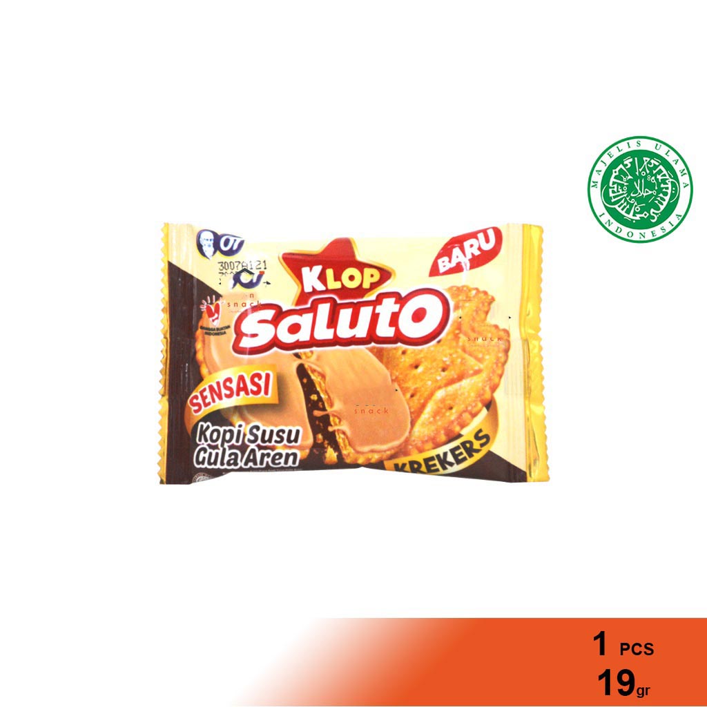 Klop Saluto 19GR Kopi Susu Gula Aren - Biskuit Klop Saluto 19 Gram Kopi Susu Gula Aren