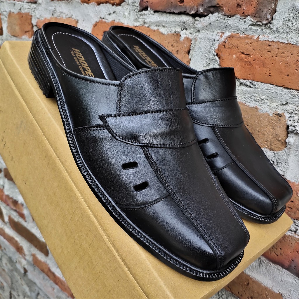 SEPATU SANDAL PRIA KULIT ASLI SENDAL SELOP SLOP FORMAL LANCIP TERBARU BAPAK/COWOK