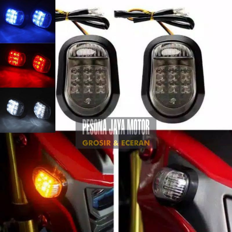 Sen Tempel Lampu Sen Led Oval Higual Original Universal R15,Cbr150r,Gsx,Ninja,R25 &amp; Motor Lain Nya