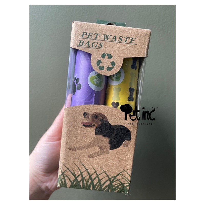 8 roll go green recycle poo bag with fragrance