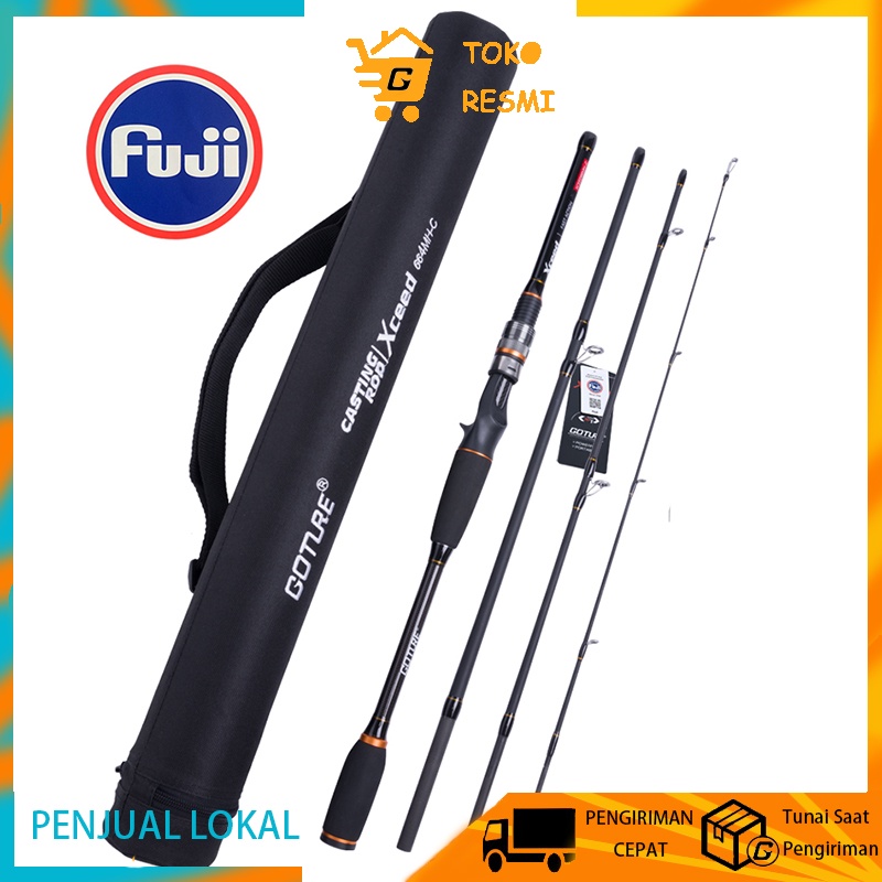 Goture Xceed II Fuji Guide Ring Portable Lure Fishing Rod Batang Pengecoran Berputar Batang Perjalan