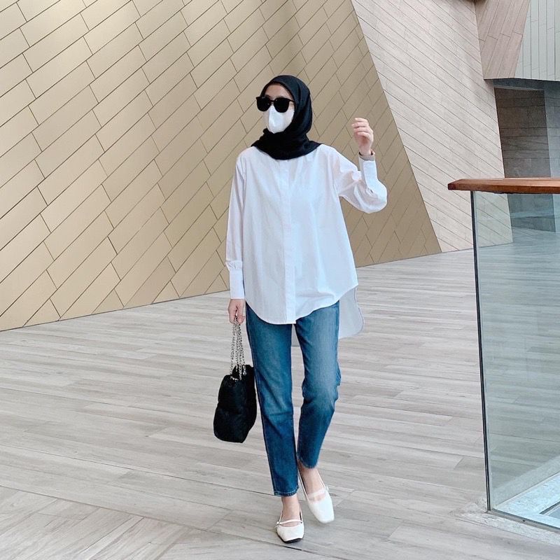 BEFAST - ZFS OOTD Kemeja Wanita MICO / HYO LINEN OVERSIZE. SHIRT / Kemeja Oversize Wanita Terbaru / Hem Lengan Panjang / Pakaian Wanita Hijab / Kemeja Jumbo Polos Formal / Outfit Wanita Kekinian Ala Korean Style / Trendy / Terlaris