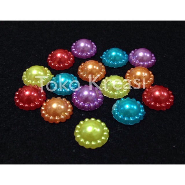 (Per Pack) Resin mutiara setengah warna warni / mutbel matahari warna