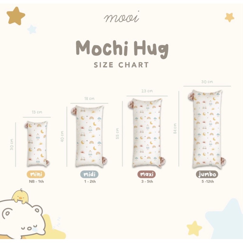 Mooi Mochi Hug Bantal Guling Anak Tencel-Buddy Pillow Bolster Kids Baby